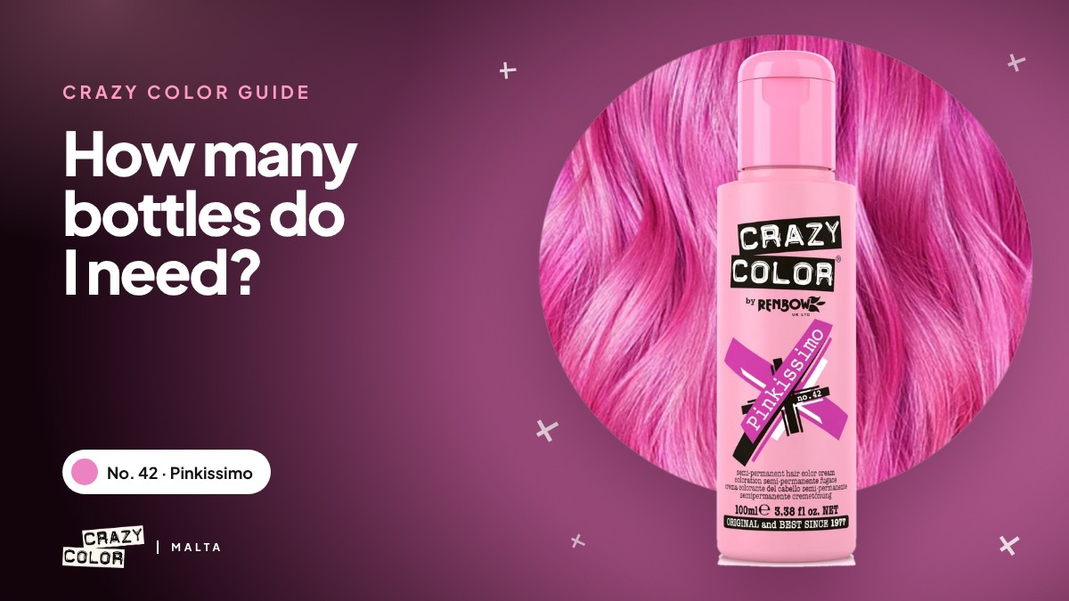 Crazy Color Pinkissimo 100ml bottle on pink hair